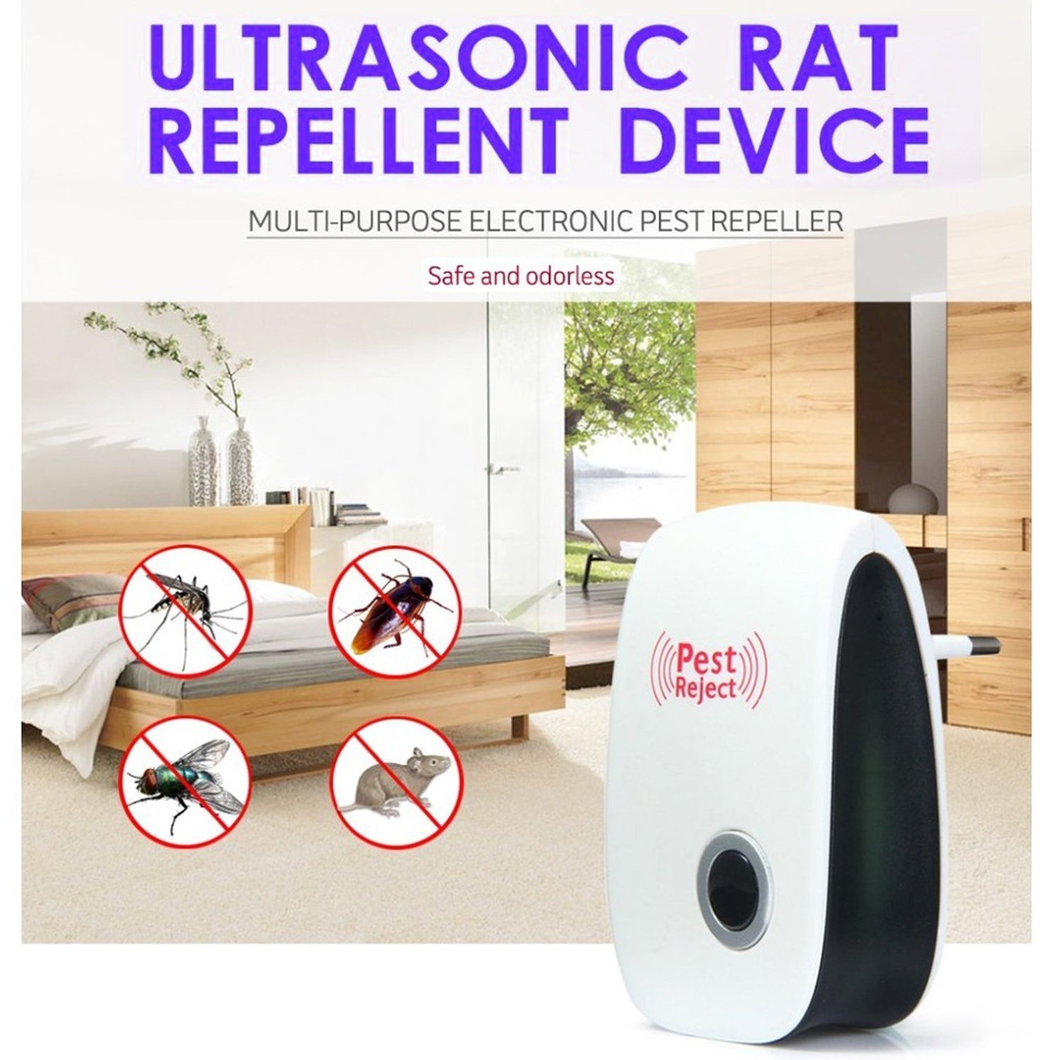Ultrasonic pest control device to repel cockroaches and rats Ultrasonic pest control device to repel cockroaches and rats